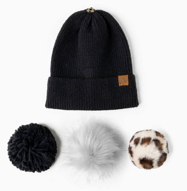 Black Mitch & Match Pom Hat
