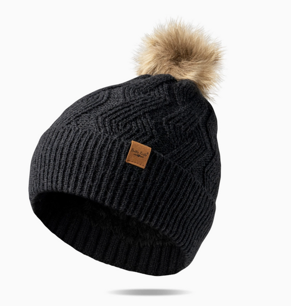 Black Diamond Knit Pom Hat