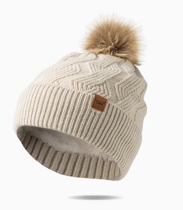 Oat Diamond Knit Pom Hat