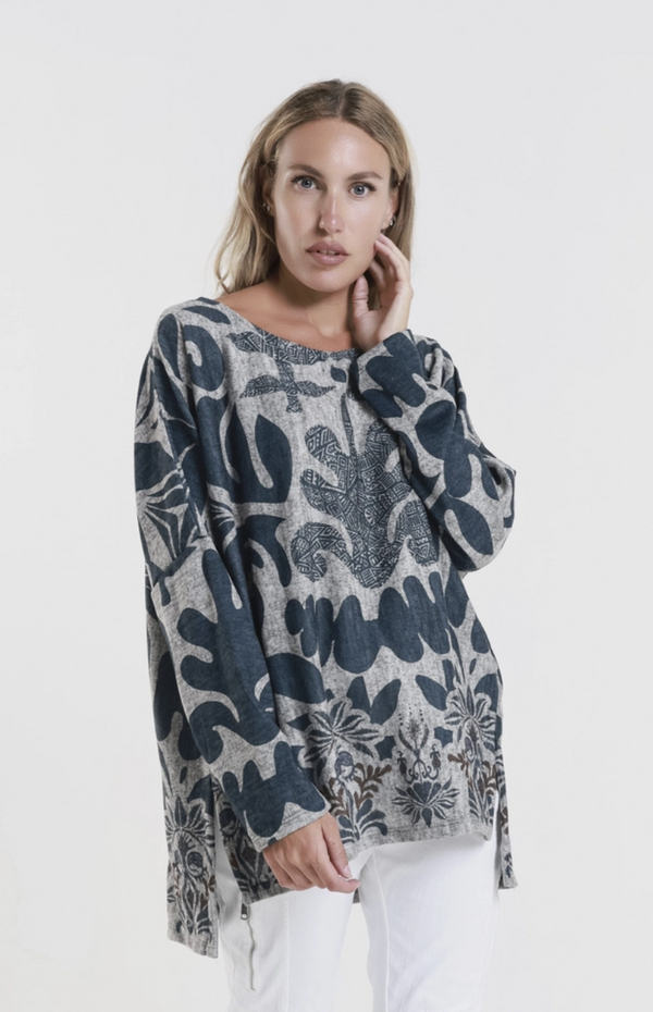 Blue Long Sleeve Soft Light Sweater