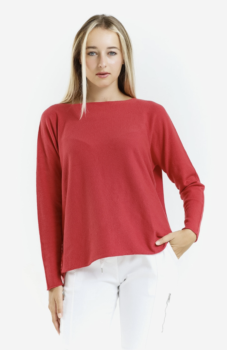 Red Seriously Soft Jewel Neck Sweater