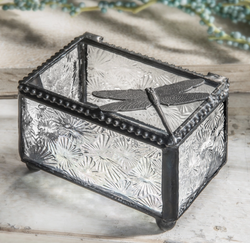 Clear Glass Dragonfly Trinket Box