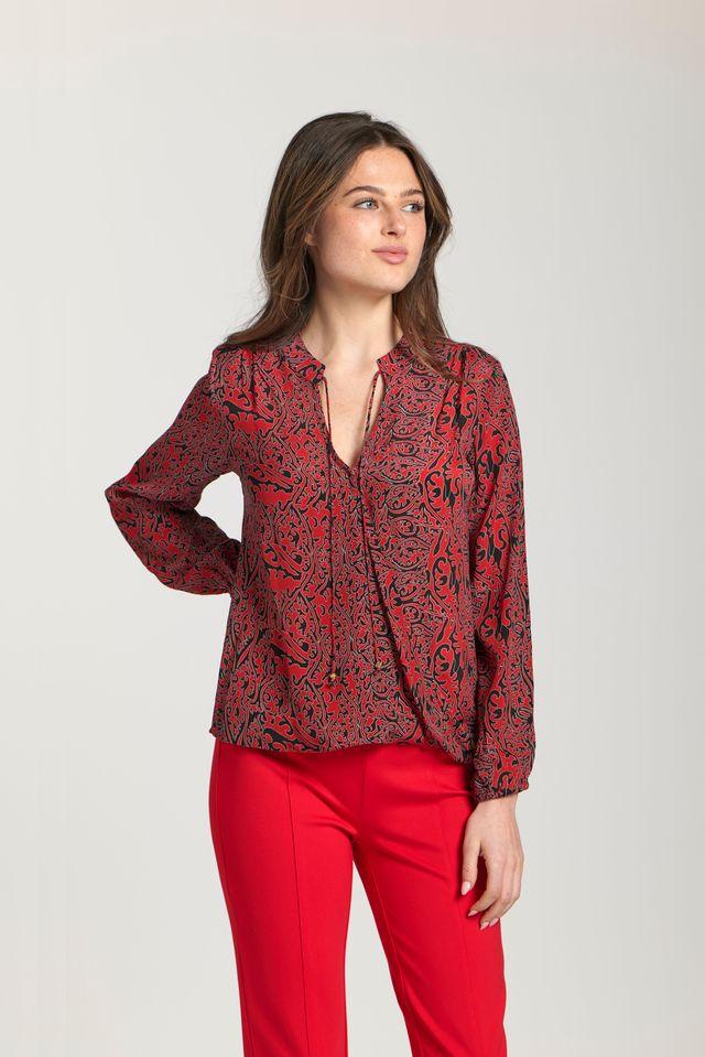 Red & Black Cupro Pullover Top