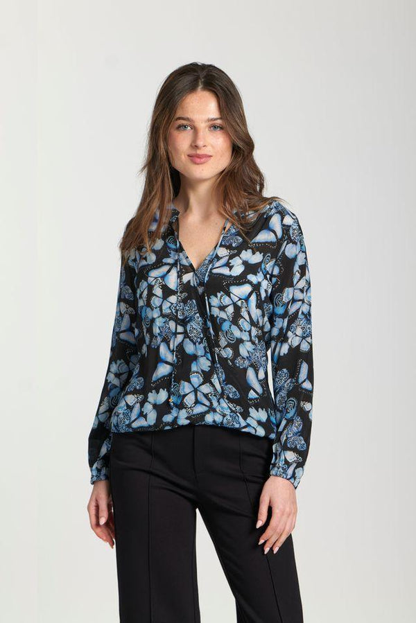 Blue Butterfly Cupro Pullover Top