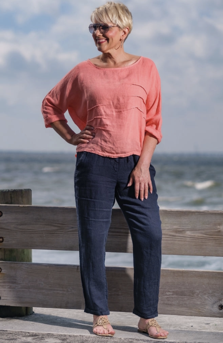 Coral Front Darted Top