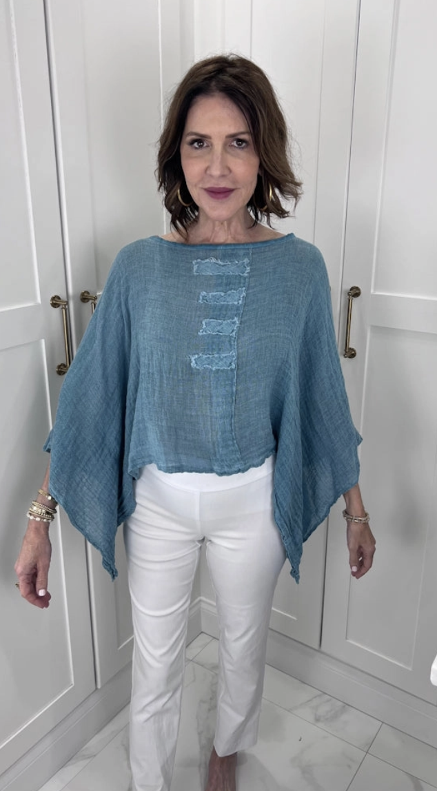 Lake Linen Patch 3/4 Sleeve Top