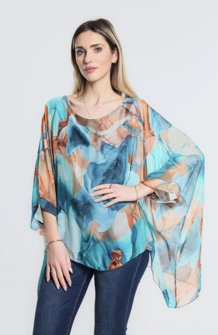 Teal Zing Silk Kaftan