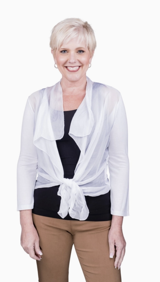 White Silk Front Tie Wrap