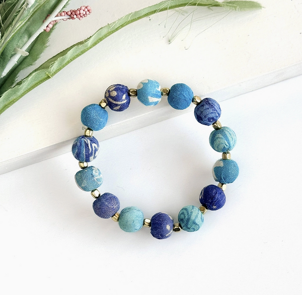 Kantha Azure Bauble Bracelet