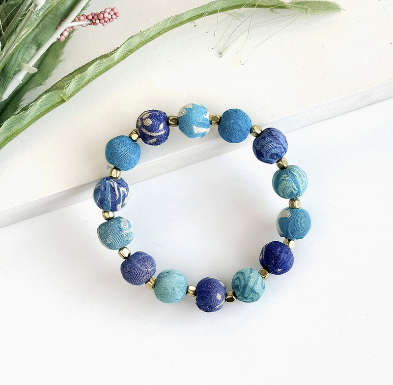 Kantha Azure Bauble Bracelet