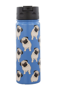 Pugs Flip Lid Water Bottle