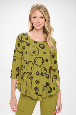 Green Polka Dot Swing Top