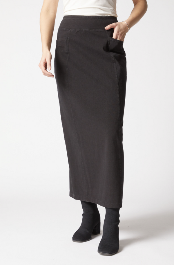 Black Travel Stonewash Skirt