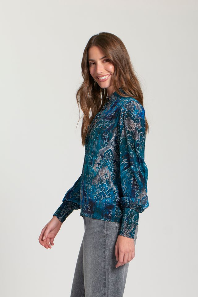 Turquoise Puff Sleeve Top