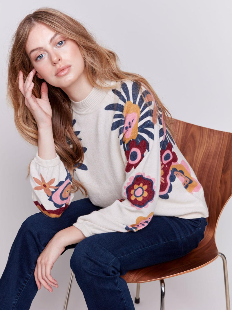 Floral Puff Soft Sweater