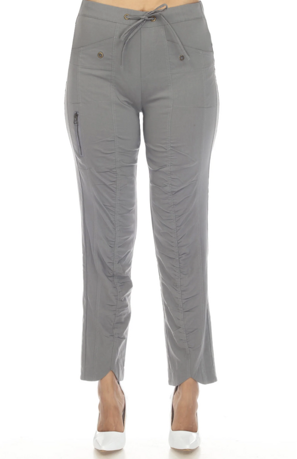 Grey Ruched Scallop Pant