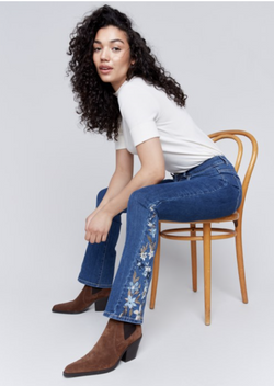 Blue Embroidered Boot Jean