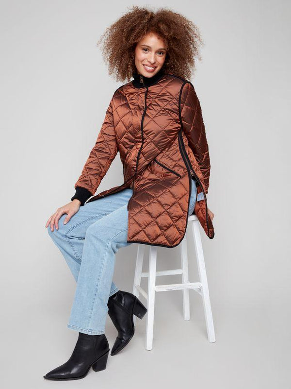 Copper Long Quilted Jacket