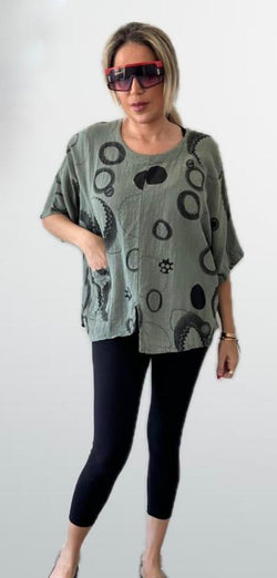 Olive Circle Pocket Top