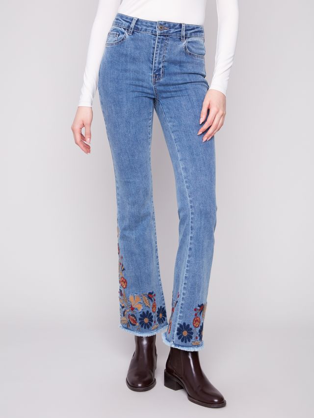 Flared Embroidered Jean