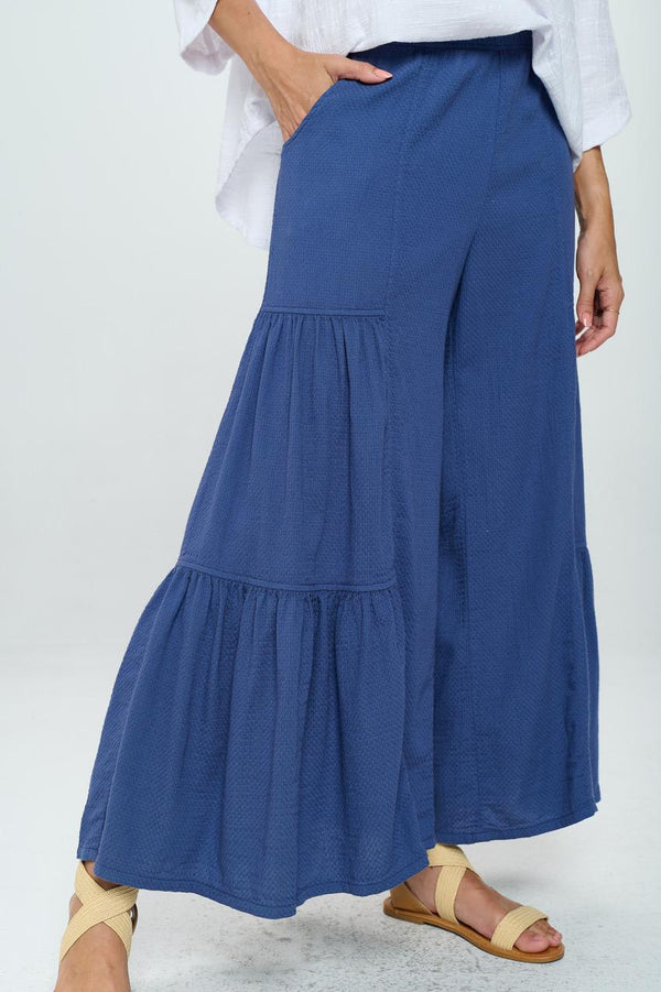 Navy Tiered Wide Leg Pant