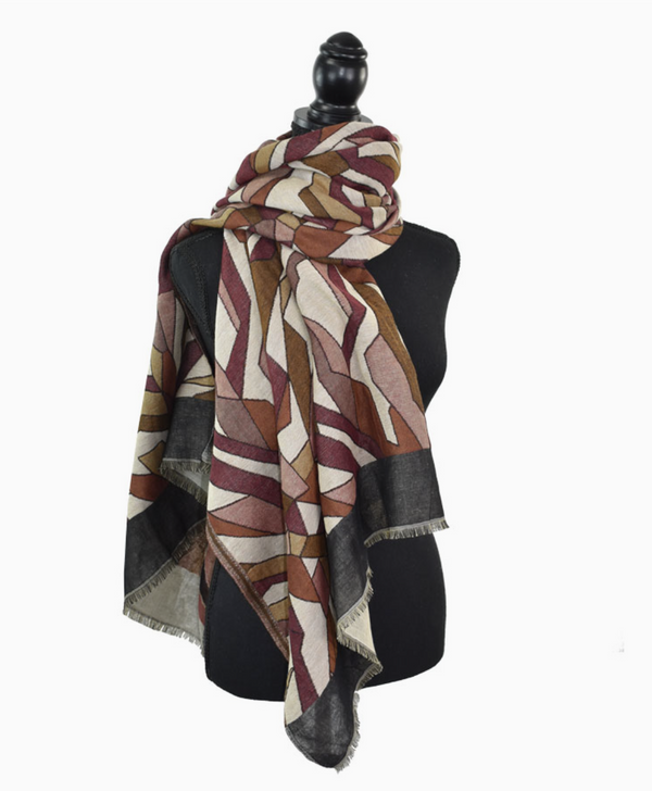 Red Lydia Woven Jacquard Scarf