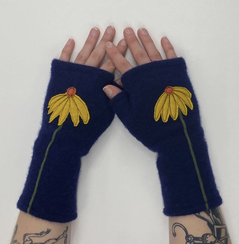 Navy Coneflower Cashmere Glove
