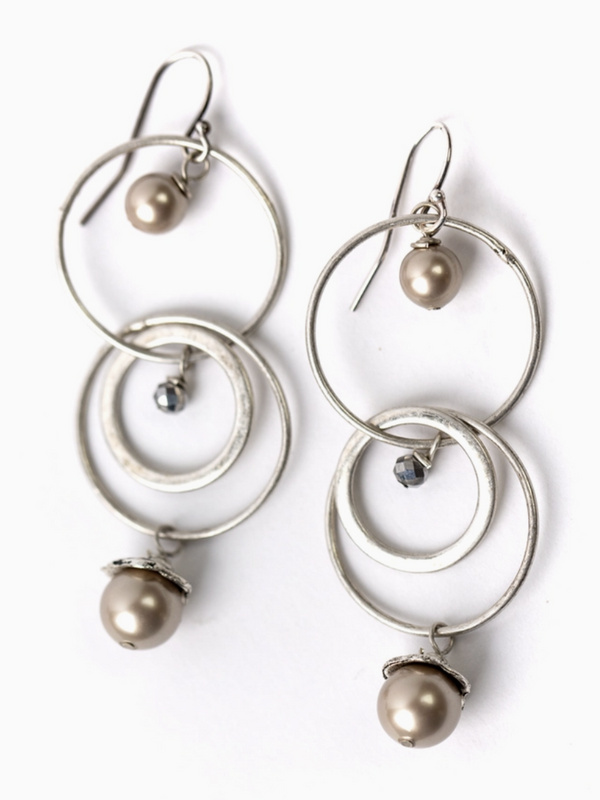 Windsor Cottage Silver & Pearl Hoop Earring