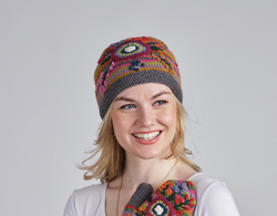 Striped Flower Embroidered Hat