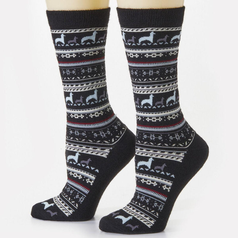 Black Alpaca Crew Socks