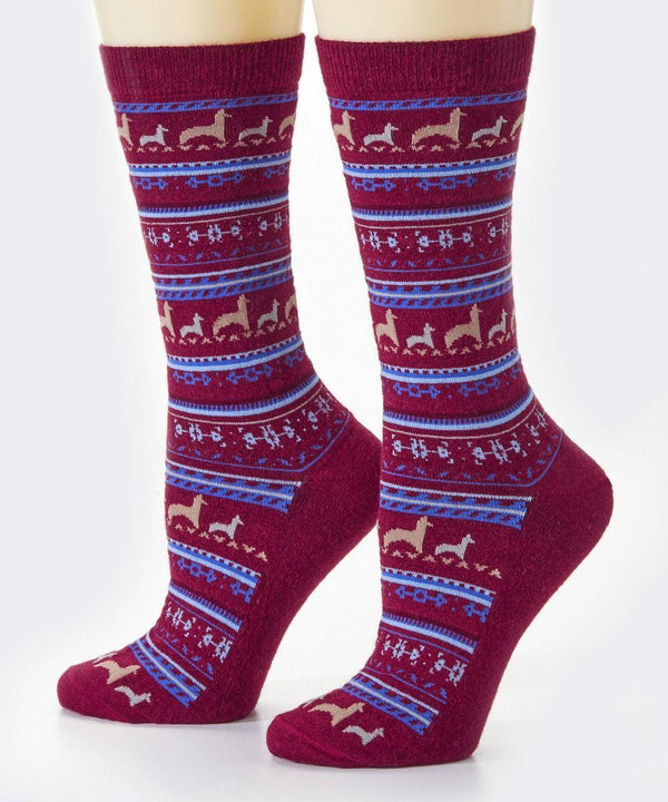 Burgundy Alpaca Crew Socks