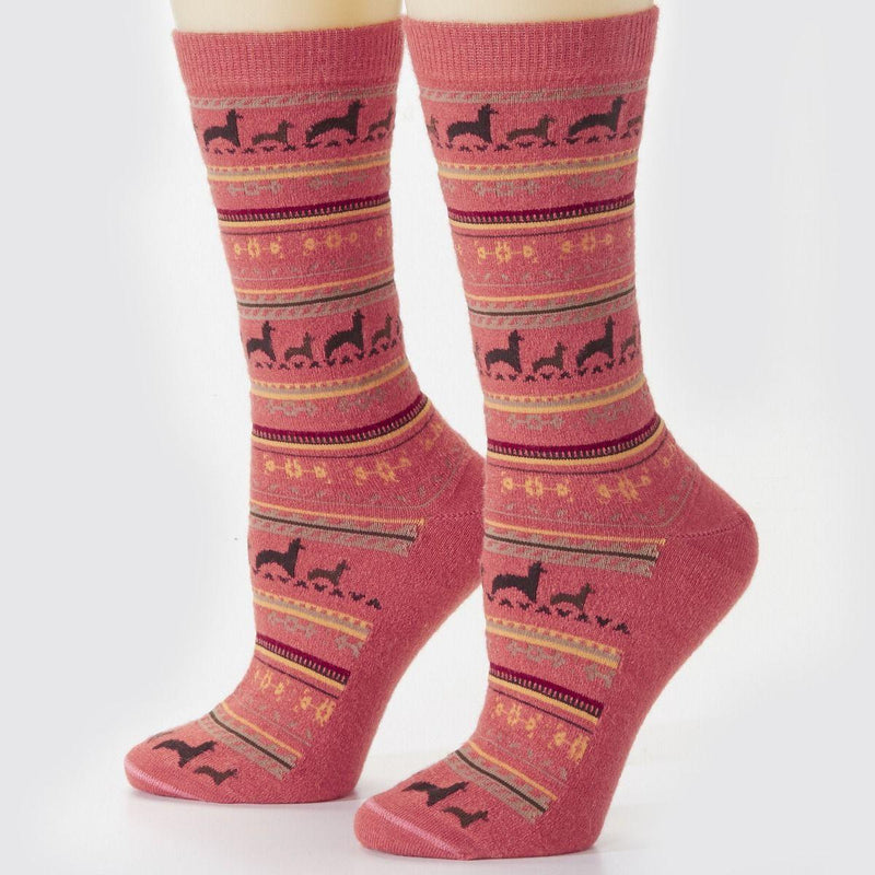 Coral Alpaca Crew Socks