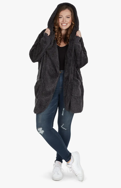 Marled Plush Hooded Lounge Sweater