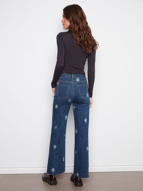 Indigo Flower Patch Wide Leg Jean