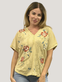 Gold Embroidered Seam Top