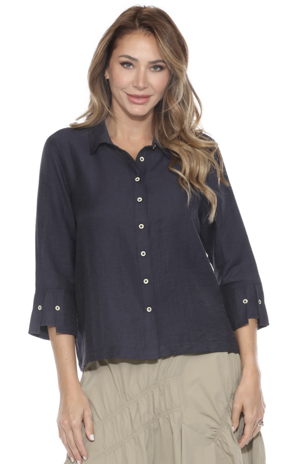 Navy Button Top