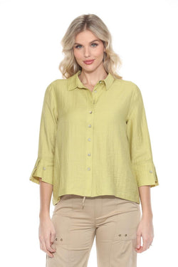 Chartreuse Button Top