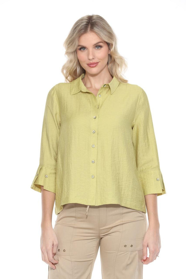 Chartreuse Button Top