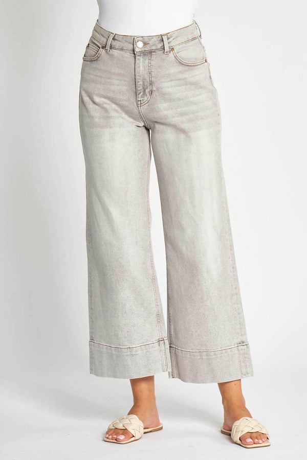 Gray Wash Denim Wide Jean