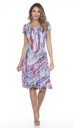 Aurora Flame Cap Sleeve Dress