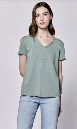 Iceberg Green Cotton V-Neck Top