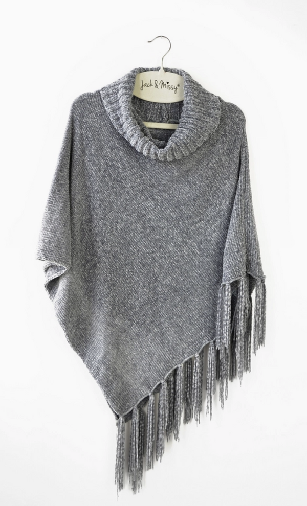 Grey Chenille Poncho