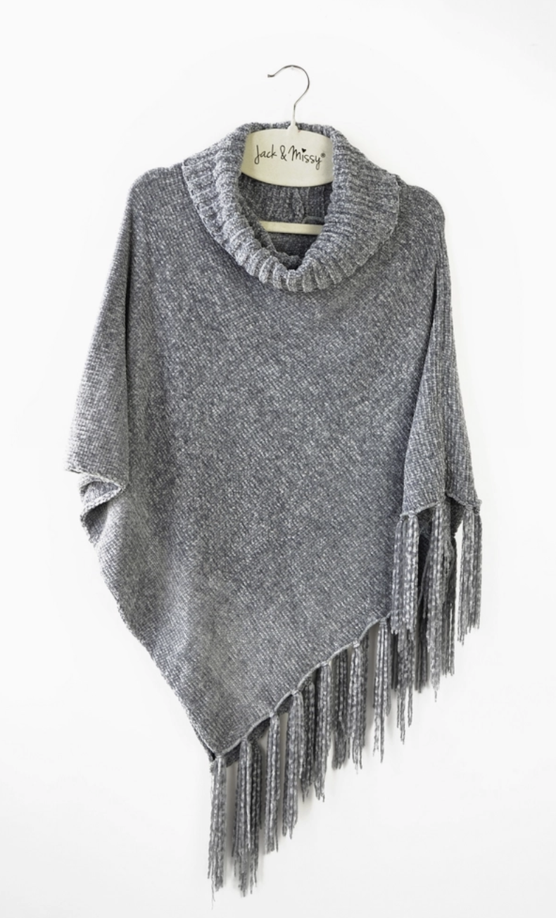 Grey Chenille Poncho