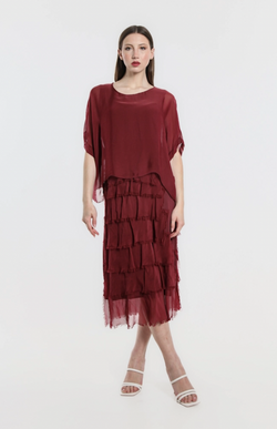 Burgundy Tier 3/4 Dress