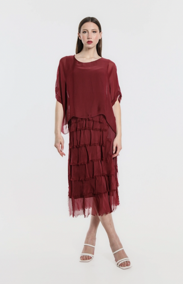 Burgundy Tier 3/4 Dress