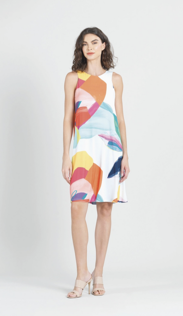 White Abstract Swing Dress
