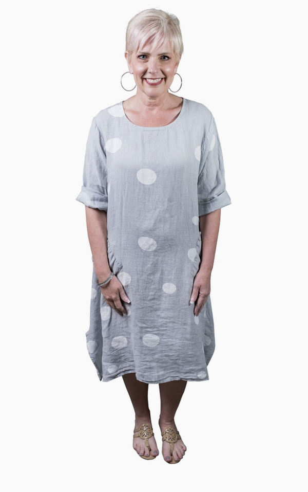 Pearl Linen Dot Dress
