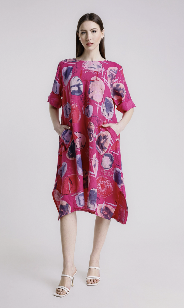 Fuchsia Gem Print Pocket Dress