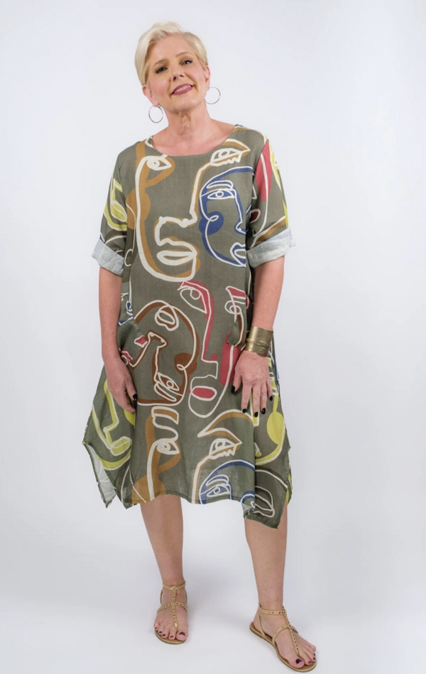 Olive Picasso Pocket Dress