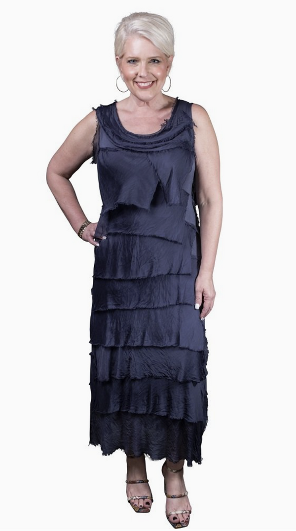 Navy Tier Maxi Dress